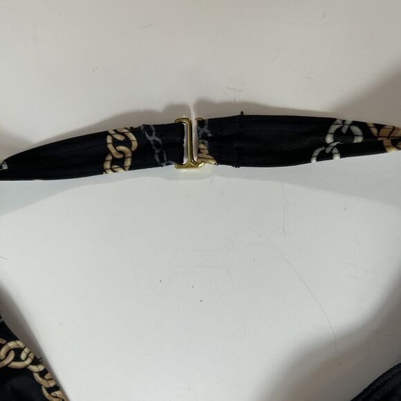 Victoria's Secret Black Silver Gold Chain Print Pushup Halter Tankini Sz 36B - Picture 8 of 12